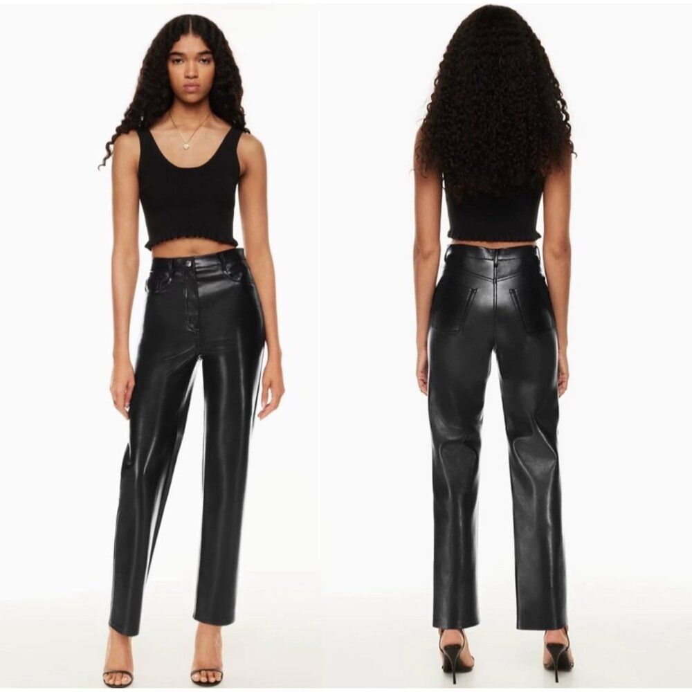 Aritzia Wilfred The Melina High-waisted Vegan Leather pants in Black 10